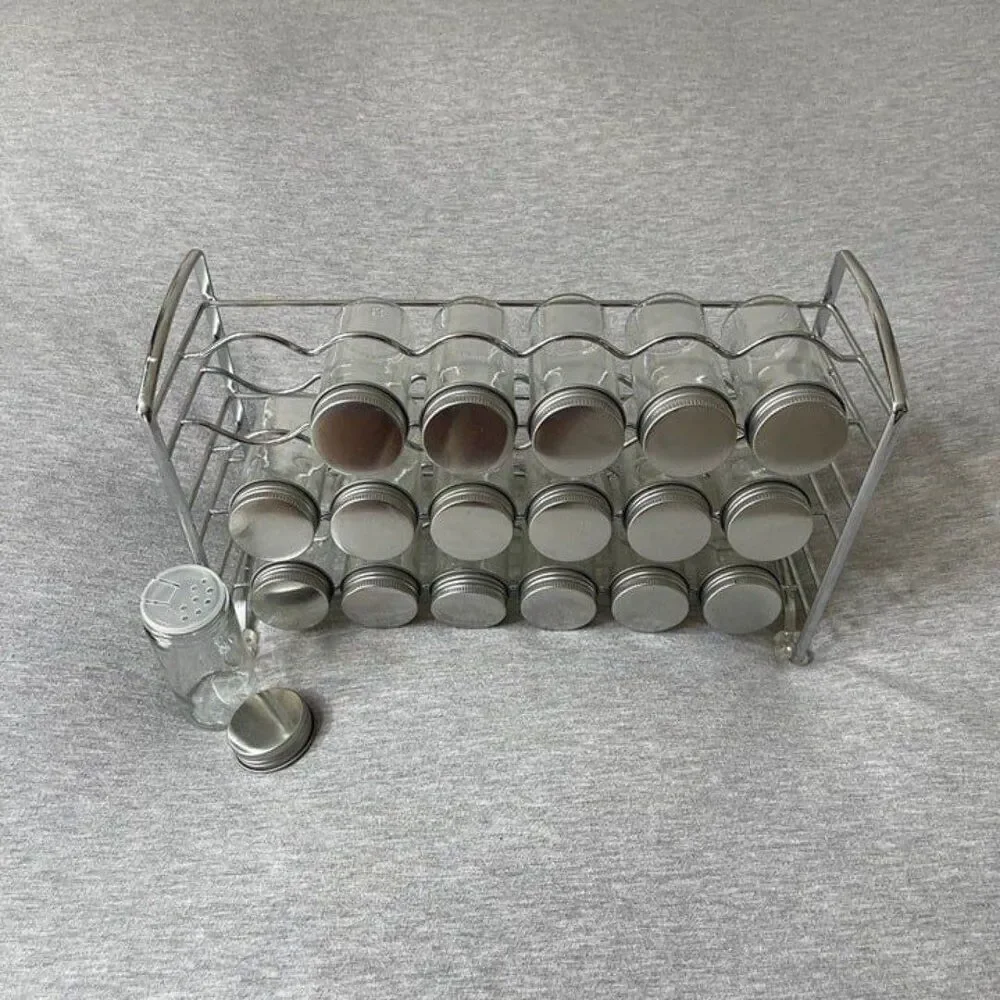 DecoBros Chrome 18 Bottle Spice Rack Stand Holder